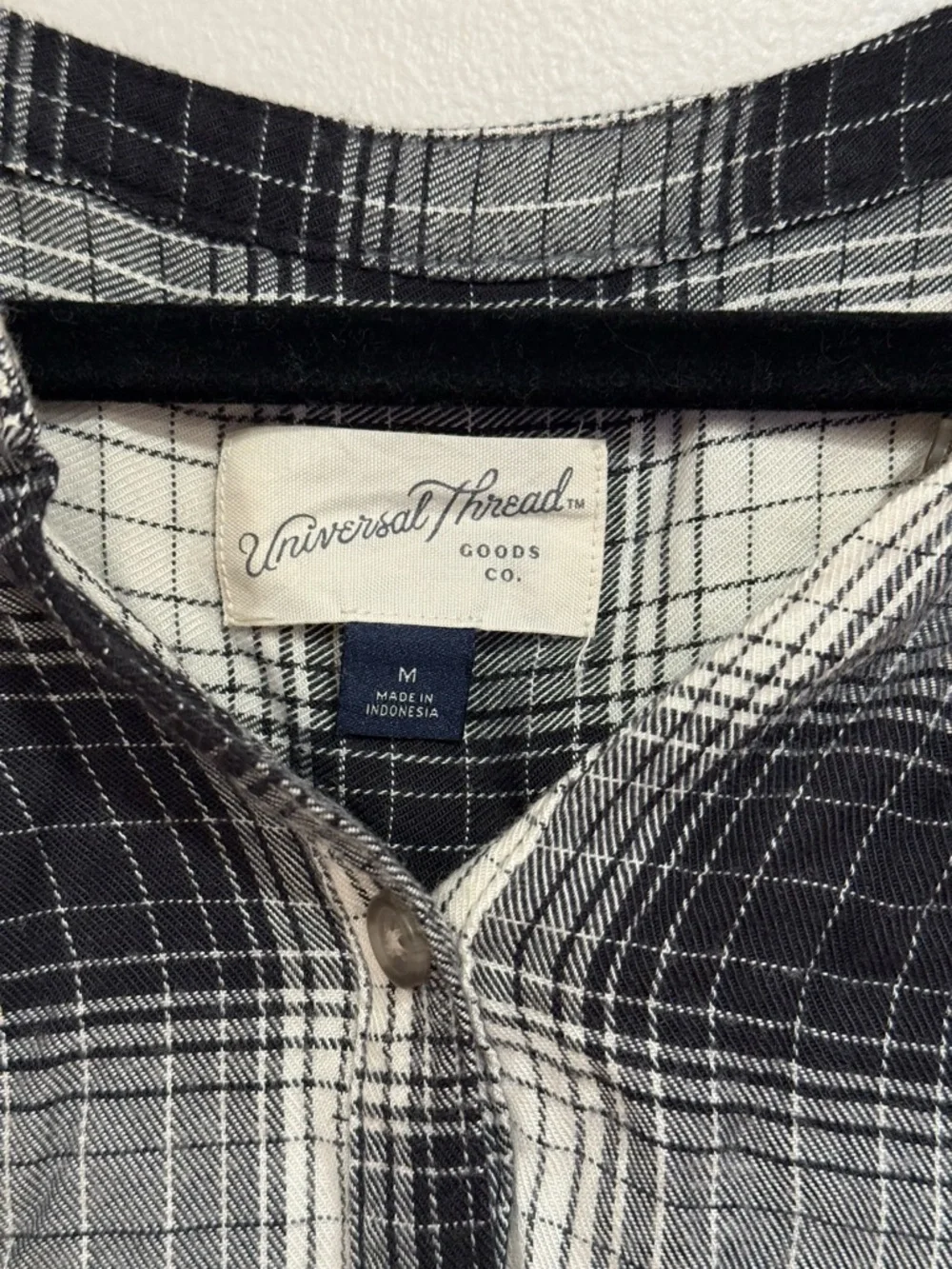 Universal Thread Long Sleeve Plaid Flannel Black White Tunic Women's Medium - Picture 5 of 5